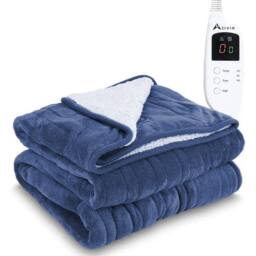 Alivio Premium Electric Heated Blanket with 7 Heat Levels & 9 Timer Modes in Dark Navy - Size: 130 cm x160 cm - thumbnail 1