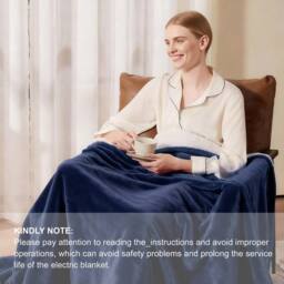 Alivio Premium Electric Heated Blanket with 7 Heat Levels & 9 Timer Modes in Dark Navy - Size: 130 cm x160 cm - thumbnail 7