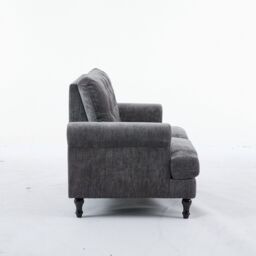 FURNITURE ONE Padded Loveseat, Gray Velvet Button Tufted Loveseat in Grey - Size: 2 Seater - thumbnail 4