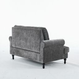 FURNITURE ONE Padded Loveseat, Gray Velvet Button Tufted Loveseat in Grey - Size: 2 Seater - thumbnail 5