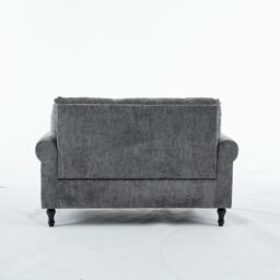 FURNITURE ONE Padded Loveseat, Gray Velvet Button Tufted Loveseat in Grey - Size: 2 Seater - thumbnail 6