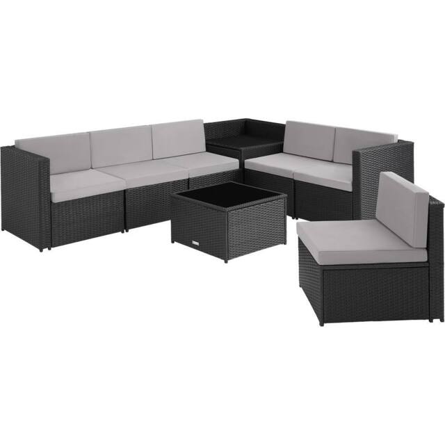 tectake Garden Furniture Set Verona in Black - Size: 6 Person