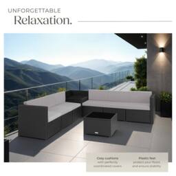 tectake Garden Furniture Set Verona in Black - Size: 6 Person - thumbnail 4