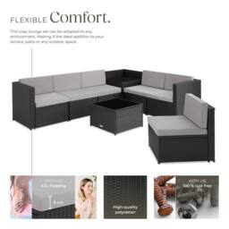 tectake Garden Furniture Set Verona in Black - Size: 6 Person - thumbnail 3