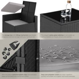 tectake Garden Furniture Set Verona in Black - Size: 6 Person - thumbnail 5
