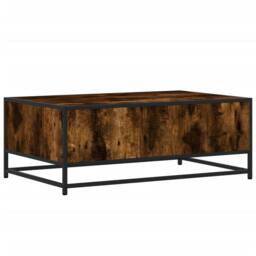 Berkfield Home Coffee Table Smoked Oak 90x57x35 cm Engineered Wood & Metal in Brown - Size: 90 x 57 x 35 cm - thumbnail 7