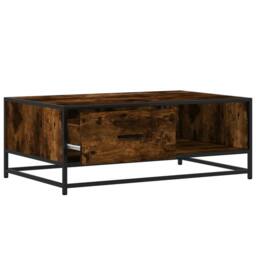 Berkfield Home Coffee Table Smoked Oak 90x57x35 cm Engineered Wood & Metal in Brown - Size: 90 x 57 x 35 cm - thumbnail 8