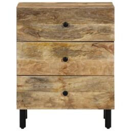 Berkfield Home Bedside Cabinet 50x33x60 cm Solid Wood Mango in Brown - Size: 50 x 33 x 60 cm - thumbnail 3