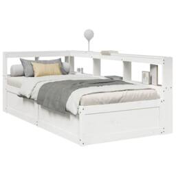 Berkfield Home Bookcase Bed without Mattress White 90x190cm Solid Wood Pine - Size: 90x190 cm - thumbnail 2