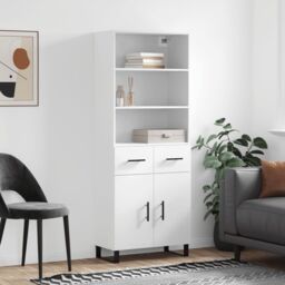 Berkfield Home Highboard White 69.5x34x180 cm Engineered Wood - thumbnail 1
