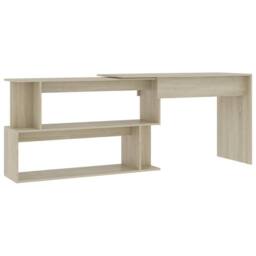 Berkfield Home Corner Desk Sonoma Oak 200x50x76 cm Engineered Wood in Light Oak - Size: 200 x 50 x 76 cm