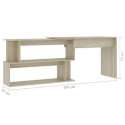Berkfield Home Corner Desk Sonoma Oak 200x50x76 cm Engineered Wood in Light Oak - Size: 200 x 50 x 76 cm - thumbnail 7