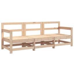 Berkfield Home 3 Piece Garden Lounge Set Solid Wood Pine in Brown - thumbnail 2