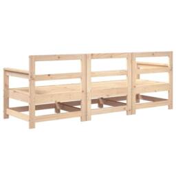 Berkfield Home 3 Piece Garden Lounge Set Solid Wood Pine in Brown - thumbnail 3