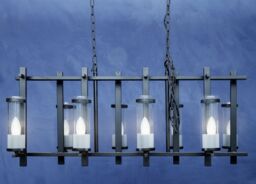 Orsina Iron & Glass Wide Pendant Light, 8 Glass Bulbs with Industrial Black Iron Frame, Statement Ceiling Light - thumbnail 4