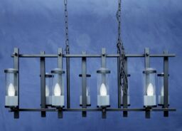 Orsina Iron & Glass Wide Pendant Light, 8 Glass Bulbs with Industrial Black Iron Frame, Statement Ceiling Light - thumbnail 3