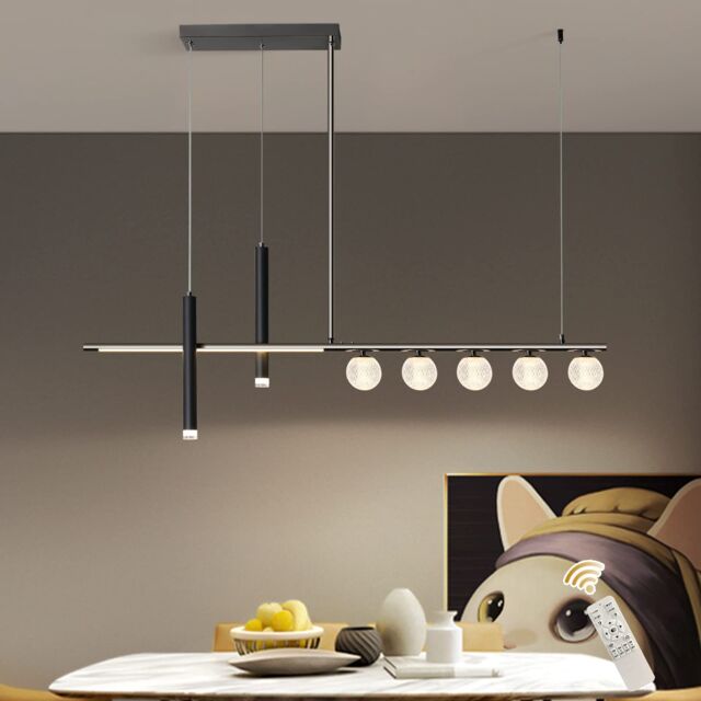 Garwarm 45W Dimmable Modern LED Pendant Light, 120cm Remote-Controlled in Black - image 1