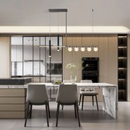 Garwarm 45W Dimmable Modern LED Pendant Light, 120cm Remote-Controlled in Black - thumbnail 8