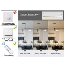 Garwarm 45W Dimmable Modern LED Pendant Light, 120cm Remote-Controlled in Black - thumbnail 6