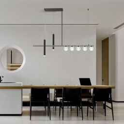Garwarm 45W Dimmable Modern LED Pendant Light, 120cm Remote-Controlled in Black - thumbnail 2