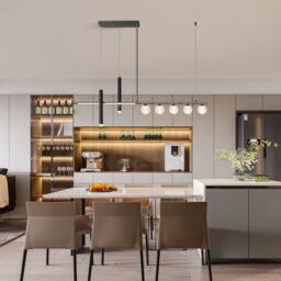 Garwarm 45W Dimmable Modern LED Pendant Light, 120cm Remote-Controlled in Black - thumbnail 9