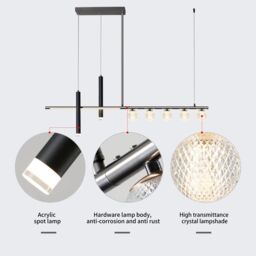 Garwarm 45W Dimmable Modern LED Pendant Light, 120cm Remote-Controlled in Black - thumbnail 5