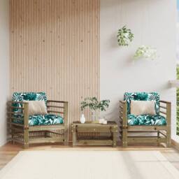 Berkfield Home Beautiful Garden Chairs 2 pcs Impregnated Wood Pine in Brown - thumbnail 2