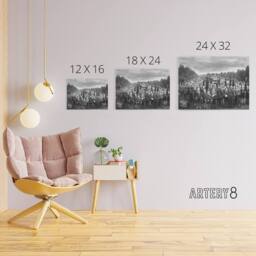 "Artery8 Bulla 1937 Schoolchildren Gas Mask Drill Canvas Wall Art Print in Grey - Size: W18"" x H24""" - thumbnail 4