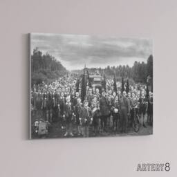 "Artery8 Bulla 1937 Schoolchildren Gas Mask Drill Canvas Wall Art Print in Grey - Size: W18"" x H24""" - thumbnail 2