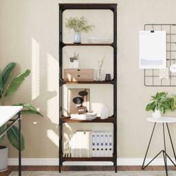 Berkfield Home Bookcase 5-Tier Brown Oak 59x35x171 cm Engineered Wood - Size: 59 x 35 x 171 cm - thumbnail 2