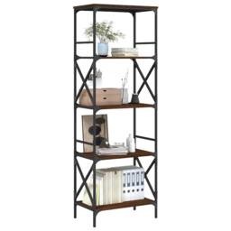 Berkfield Home Bookcase 5-Tier Brown Oak 59x35x171 cm Engineered Wood - Size: 59 x 35 x 171 cm - thumbnail 3