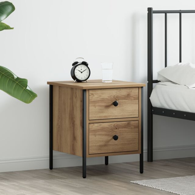 Berkfield Home Bedside Cabinet Artisan Oak 40x42x50 cm Engineered Wood in Beige - Size: 40 x 42 x 50 cm - image 1