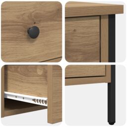 Berkfield Home Bedside Cabinet Artisan Oak 40x42x50 cm Engineered Wood in Beige - Size: 40 x 42 x 50 cm - thumbnail 9