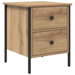 Berkfield Home Bedside Cabinet Artisan Oak 40x42x50 cm Engineered Wood in Beige - Size: 40 x 42 x 50 cm - thumbnail 2
