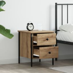 Berkfield Home Bedside Cabinet Artisan Oak 40x42x50 cm Engineered Wood in Beige - Size: 40 x 42 x 50 cm - thumbnail 4