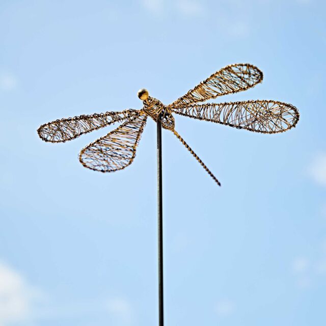 Paper High Tramea Metal Dragonfly Garden Stake Decoration in Copper - image 1