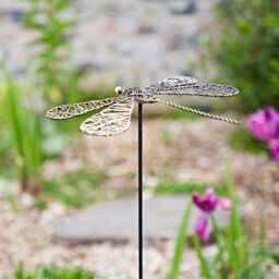 Paper High Tramea Metal Dragonfly Garden Stake Decoration in Copper - thumbnail 3