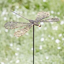 Paper High Tramea Metal Dragonfly Garden Stake Decoration in Copper - thumbnail 4