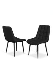 More4Homes Set of 6 Nova Modern Faux Leather Dining Chair Padded Seat Metal Legs Kitchen in Black - thumbnail 5
