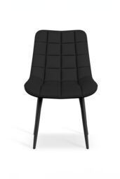 More4Homes Set of 6 Nova Modern Faux Leather Dining Chair Padded Seat Metal Legs Kitchen in Black - thumbnail 2