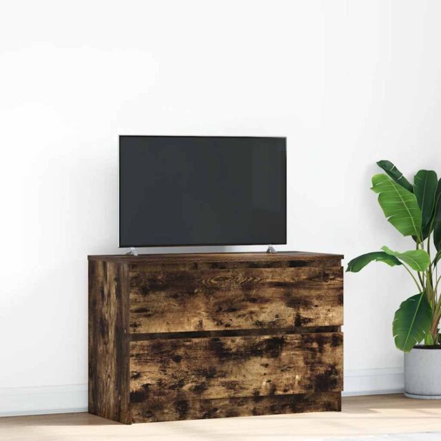 Berkfield Home TV Cabinet Smoked Oak 80x35x54 cm Engineered Wood in Brown - Size: 80 x 35 x 54 cm - image 1