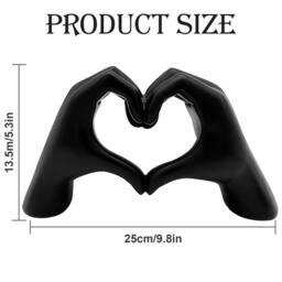 Huhote Resin Heart Hands Love Gesture Sculpture Modern Home Office Desk Decor in Black - thumbnail 4