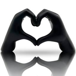 Huhote Resin Heart Hands Love Gesture Sculpture Modern Home Office Desk Decor in Black - thumbnail 5