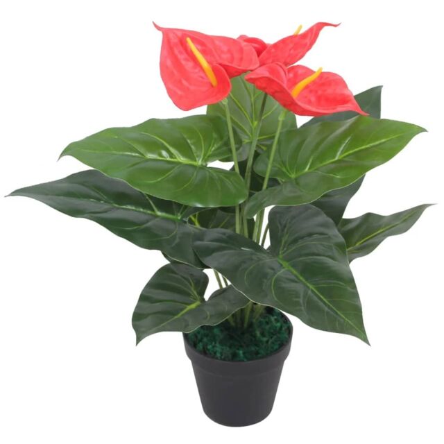 Berkfield Home Artificial Anthurium Plant with Pot 45 cm Red & Yellow - image 1