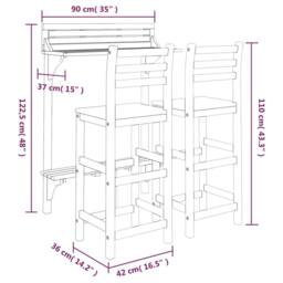 Berkfield Home Beautiful 3 Piece Balcony Bar Set Solid Wood Acacia in Brown - thumbnail 8