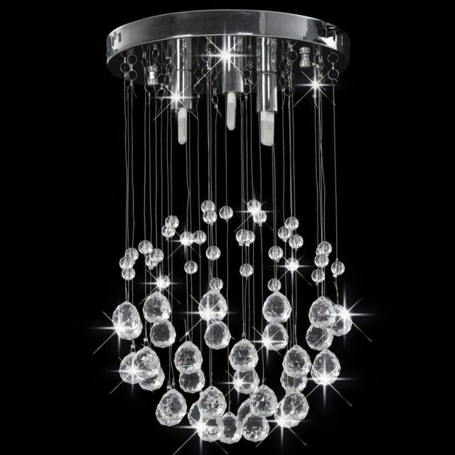 Berkfield Home Beautiful Ceiling Lamp with Crystal Beads Silver Sphere 3 x G9 Bulbs - image 1