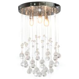 Berkfield Home Beautiful Ceiling Lamp with Crystal Beads Silver Sphere 3 x G9 Bulbs - thumbnail 2