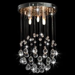 Berkfield Home Beautiful Ceiling Lamp with Crystal Beads Silver Sphere 3 x G9 Bulbs - thumbnail 3