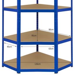 Monstershop Monster Racking T-Rax Corner Storage Shelf Unit, Blue, 90cm Wide in Blue - thumbnail 5