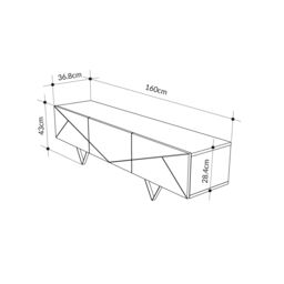 Decortie Jakomen' Modern TV Unit 3-Door Storage TV Cabinet with Metal V-Shaped Legs in Dark Brown - Size: 1 Pack - thumbnail 6